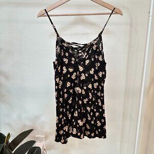 BRANDY MELVILLE BLACK SUNFLOWER SHORT SHIFT DRESS ONE SIZE GOOD CONDITION